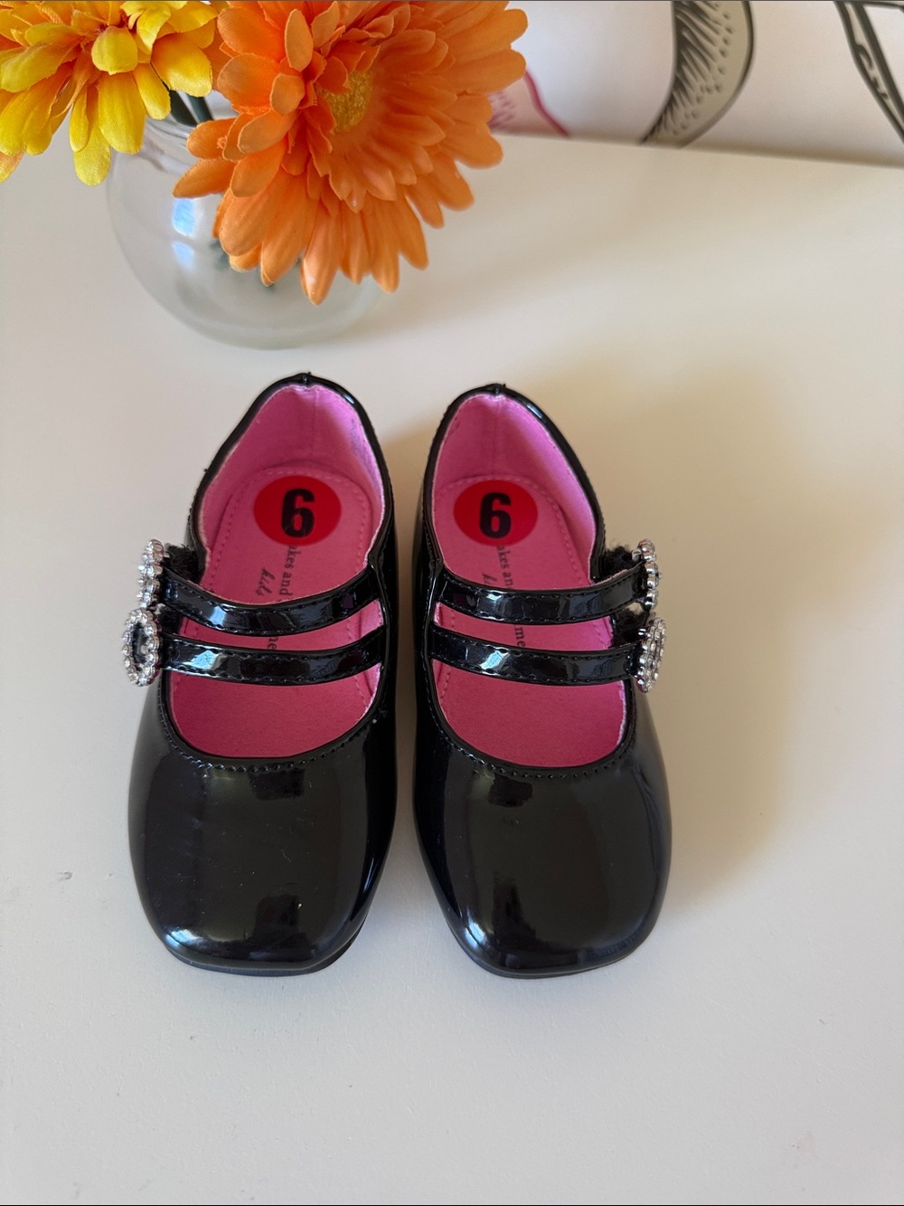 cupcakes & cashmere Black Patent Mary Jane Shoes with Pink Lining
